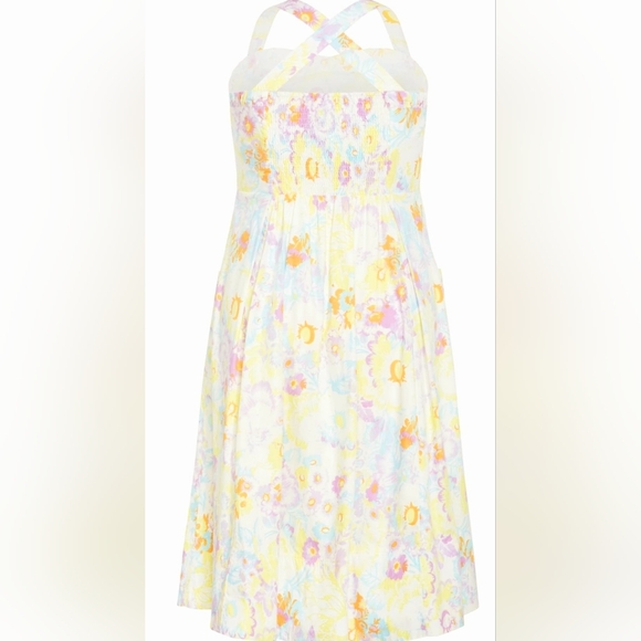 City Chic Pastel Floral Midi Dress in Light Blue and Yellow Accents - Picture 14 of 15